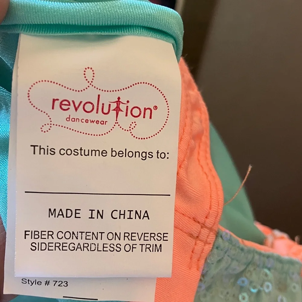 FINAL MARKDOWN Revolution Dancewear Costume in Coral and light aqua mc